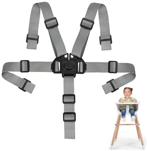 Tripp trapp Gurt, 5 Punkt Gurt Sicherheitsgurt, Ersatz-Sicherheitsgurte, Hochstuhl-Sicherheitsgurte, 5-Punkt-Kinder-Sicherheitsgurte, Wandelbare Gurte für Hochstuhl (Grau)