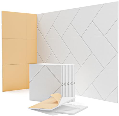 Sound Proofing Panels, 12 X 12 X 0.4, Kuchoow Acoustic Wall Panels, 12 Pack High Density Soundproofing Panels, Acoustic Panels for Walls, Doors, Ceilings, White