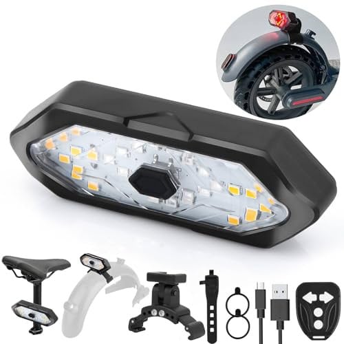 FXINRUIA E Scooter Blinker, Scooter Rücklicht LED Scooter Blinker USB-Aufladung mit Wiederaufladbare Fernbedienung mit Xiaomi M365/Pro2/1S Scooter Einstellbare Richtung Speziell für Scooter Zubehör