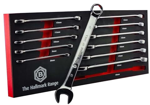 Britool Hallmark Polished Chrome Ring Spanner Set, 8-19mm, 6 Point Hexagon