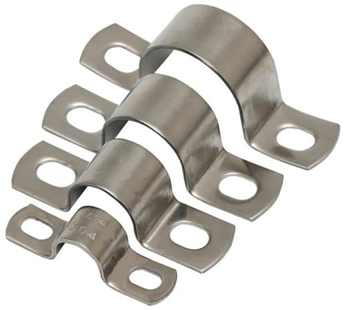 Pipe clamp Square u clamp 304 Stainless Steel Pipe Clamp U-Tube Pipe Support Pipe Buckle Throat Band Water Pipe Clamp Hoop Riding Card(25mm-4pcs)