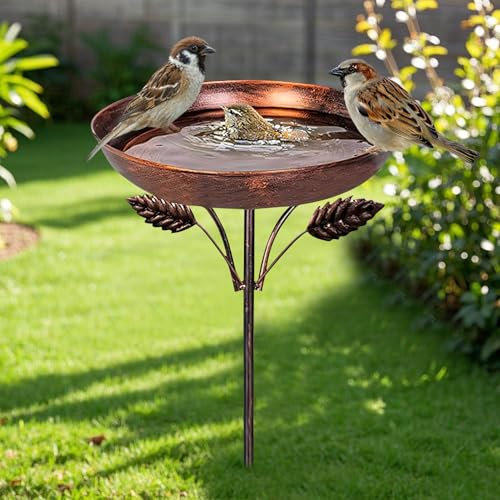 Vogeltränke Stehend - Metall Futtergeschirr mit Wasserstelle für draußen, Garten für Wildvögel, Groß frostsichere Winterfeste Wassertränke