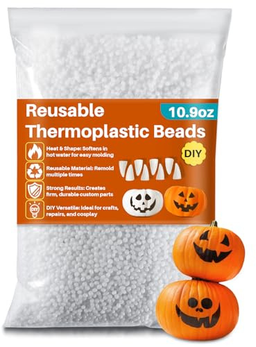 RAINFLOW Moldable Thermoplastic Beads - Moldable Plastic Pellets,Meltable Polymorph Pellets,Thermal Beads for Modeling,DIY,Repairs,Halloween Vampire Teeth Fangs,Cosplay Accessories,White,10.9oz