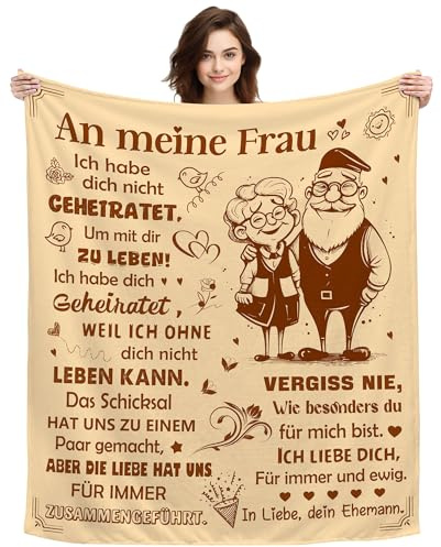 ACAROMAY An Meine Frau Geschenk Romantische Decke als Geschenk für Frauen Einzigartiges Geschenk zum Valentinstag Jahrestag oder Geburtstag Dekorative Überwurfdecke 150 x 130 cm (An Meine Frau)