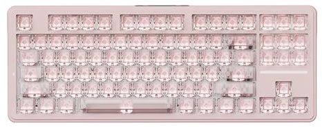 ATK A87 Pro Kabellose mechanische Tastatur, 87 Tasten, TKL, Dichtungshalterung, Hot-Swap, Tri-Mode RGB (Peach Mist)
