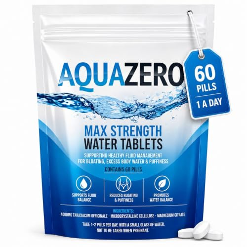 Aqua Zero Water Balance Tablets for Fluid Support – 60 Water Capsules for Electrolyte Balance & Weight Management – Made in UK, Suitable for Vegans