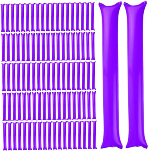 BEAHING Thunder Sticks 100 Stück Boom Stick Aufblasbare Spirit Sticks Cheerleading Kunststoff Boom Stick Geräuscherzeuger für Sportveranstaltungen Tanz Basketball Fußball Lila