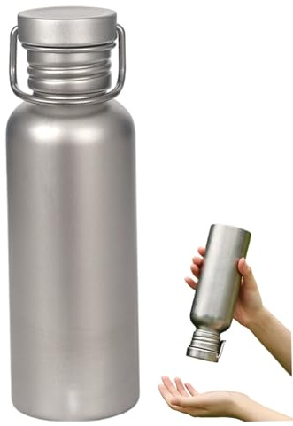 AwnsIMfreien Titanflasche, Titan-Wasserflasche, 600 ml auslaufsichere Kantine, Outdoor-Wasser mit Tragetasche für Camping und Wandern, Titan