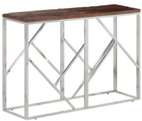 FWIKDUN Table console dorée avec structure en acier inoxydable et plateau en verre - Table de couloir moderne aspect doré