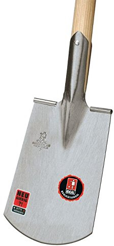 IDEAL-Spaten Vierländer Form | Eschen-T-Stiel 90 cm gebogen mit Tritt | Blatt 300×160 mm, spezialgehärtet & selbstschärfend, robuste Premium-Qualität für schwere Marsch- & Lehmböden