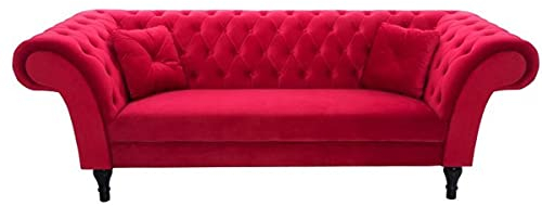 Casa Padrino Chesterfield Sofa in Rot 225 x 90 x H. 79 cm - Designer Chesterfield Sofa