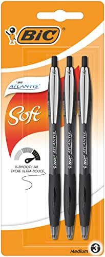 BIC Atlantis Premium Kugelschreiber, mittlere Spitze (1,0 mm), 3 Stück, schwarze Tinte