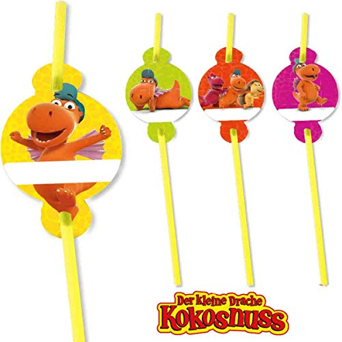 DH-Konzept: 8 Papier-Trinkhalme * DER KLEINE Drache Kokosnuss * für Kinderparty und Kindergeburtstag | Kinder Straws Strohhalme Party Set Geburtstag