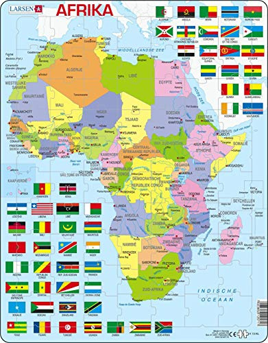 Larsen K13 Politische Karte Afrikas, Niederländisch Ausgabe, Rahmenpuzzle mit 70 Teilen