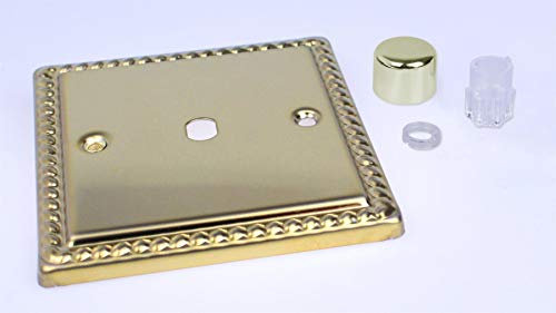 Varilight Single Matrix Dimmer Kit - Classic Georgian Brass With Polished Brass Knob
