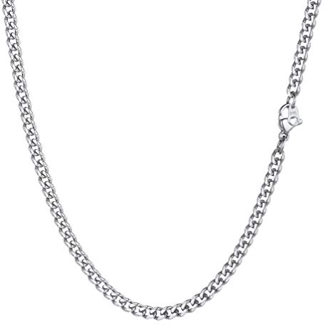 PROSTEEL Choker Halskette 316L Edelstahl glänzend Panzerkette 3mm 36+5cm kurze kubanische Gliederkette verstellbar Damen Collier Modeschmuck Accessoire für Weihnachten Valentinstag