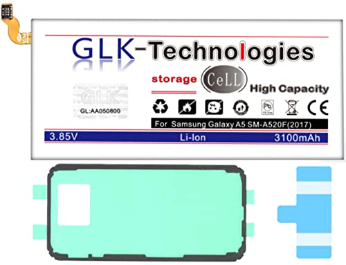 Original GLK-Technologies® High Power | Akku passend kompatibel mit Samsung Galaxy A5 2017 SM-A520F EB-BA500ABE | 3100 mAh // inkl 2X Klebebandsätze NEU