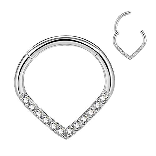 CM Crareesi Mania Tropfen Ohrring Creolen Helix Piercings Chirurgenstahl 16G Conch Piercing Ring Tragus Piercing Silber V-Form Helix Nasen Septum Rook Ring Hoop Knorpel Nasenpiercing mit Zirkonia