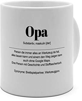 XXL Riesen-Tasse mit Definition Opa - Tasse mit Spruch, Wörterbuchtasse, Geschenktasse, witzig, Kaffeebecher, Becher, Jumbo-Tasse, Riesen-Becher - Farbe Weiß