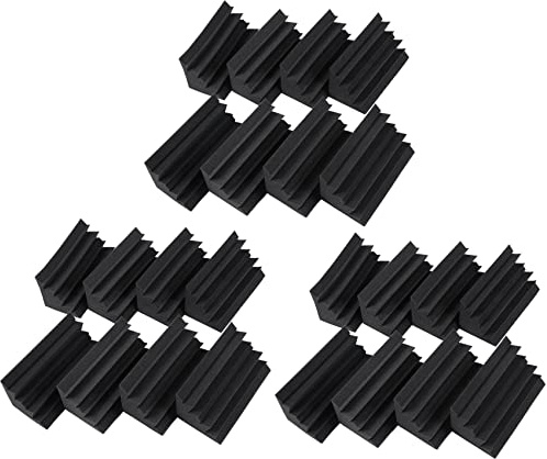 Lbvzxkad 24 Pack von 4,6 in x 4,6 in x 9,5 in Schwarz Schalldaemmung Isolierung Trap akustische Wand Schaum Polsterung Studio Schaum Fliesen (24 Stueck, schwarz)