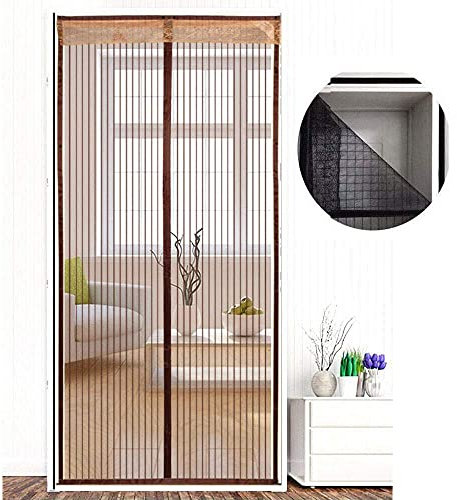 Magnetic Insect Door Net Screen Door Bug Keep Insects Out Mosquito Fly Insect Mesh Guard 2 Colour 20 Sizes 8 Day Delivered Easy to Use for Balcony Sliding Doors Living Room(Brown,100x210cm)