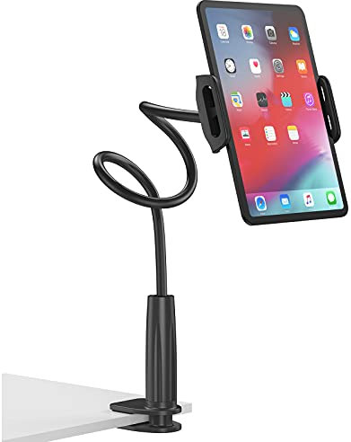 Giftorld Tablet Holder, Flexible Tablet Mount Stand, 360 Degree Adjustable Long Arm Clamp Bracket Clip Lazy Bracket for Phone/Tablet, Mobile Stand for Bedroom, Office, Bathroom-Black