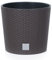 URBNLIVING 2X Modern Round Plastic Rattan Effect Flower Plant Garden Flower Herb Planter Pot (Brown, 200mm)