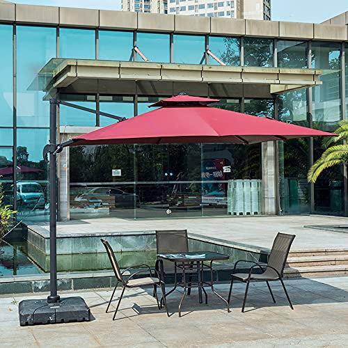 Sombrilla Al Aire Libre Sombrilla De Patio Sombrilla De Mesa Al Aire Libre Sombrilla De Patio Trasero Sombrillas De Jardín De Mercado Colgante Para Patio Trasero Junto A La Piscina,Red-2.5*2.5m