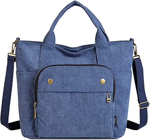 Sac à Bandoulière Right 20 en Velours Côtelé pour Dames et Filles - Lavable, Réutilisable, Grand Sac à Bandoulière pour École, Travail, Plage, Voyage