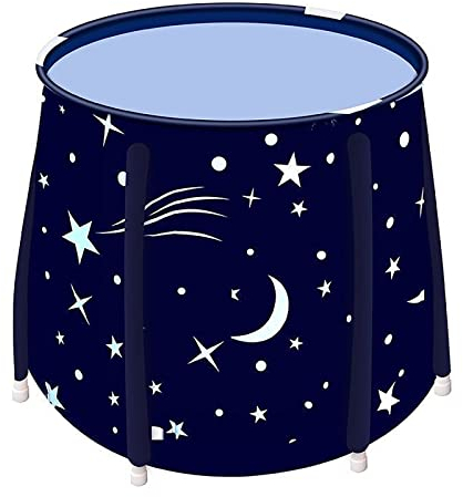 Bañera Plegable para Adultos Bañera Portatil con 2 Tubos de Drenaje, Cómoda Bañera Familiar Plástico Grueso para Ducha 70x70CM (Azul)
