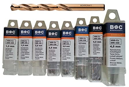 HSS E Co5 Metallbohrer Edelstahl Bohrer Cobalt Spiralbohrer V2A 10er Pack BC Bitte Größe wählen!! (5,0 mm 10 Stück)