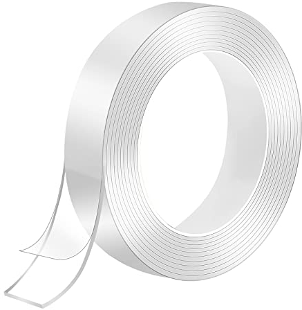 Ainiv Transparenter Klettverschluss, 2,3 cm x 3 m x 2 mm, Schrumpffolie Doppelklebeband, Doppelseitiges Klebeband Extra Stark, Nano Double Sided Tape, Entfernbares Beidseitiges Klebeband,