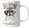 timalo® Tasse Tiere mit Namen personalisiert | Waschbär mit Wunschname für Kinder Geschenk zur Einschulung, Weihnachten, Nikolaus Jungen | mug-t-08