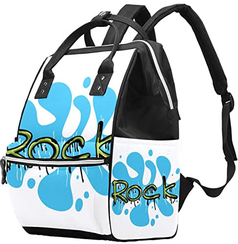 Multifunktionale Wickeltasche, große Kapazität, Wickeltasche, Rucksack für Mama und Papa, lässiger Rucksack für Geschäftsreisen, Kunstmuster, Blau, Mehrfarbig 06