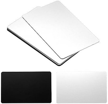 PATIKIL 10 Paket 0.8mm Visitenkarte Leere Lasergravur Eloxierte für DIY Schwarz Silber