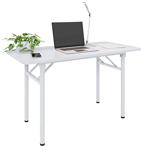 CLP Schreibtisch Lewisville I Laptoptisch Mit Klappbaren Beinen I Arbeitstisch Weiß, Farbe:weiß