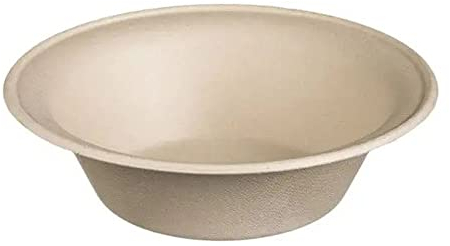 Tessera Bio Products QR1000B - Ensaladera redonda de caña de azúcar, color beige, capacidad de 1000 ml, 20,5 cm de diámetro, 50 unidades