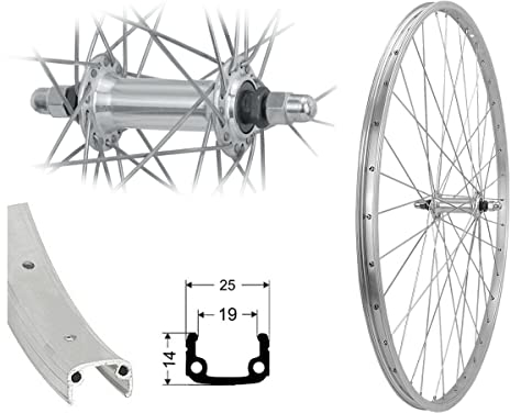 Aggro-X 26 Zoll Basic Aluminium Vorderrad 19-559 Laufrad Felgenbremse V-Brake Silber 26