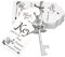 Aokbean 100 Pezzi Chiave Apribottiglie Bomboniera Rosone a Forma di Set per Battesimo/Matrimonio/Festa con Biglietto di Ringraziamento e Catenina (Antico Argento)