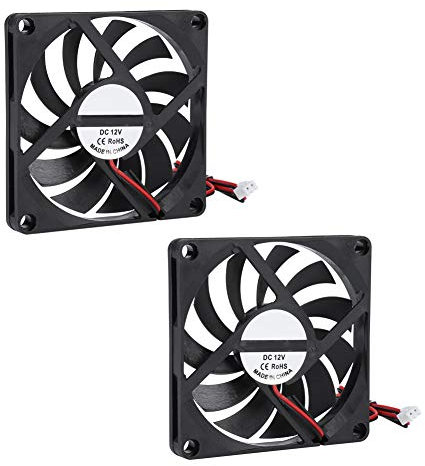 Akozon Ventiladores de 80 Mm, 21.46CFM 2PCS Conjunto de Impresora 3D Ventilador de 12V 80x80x10 80x80 Ventilador de Enfriamiento 12V 6000RPM 2 Pines 12 Voltios 8x8 Parte Alta Velocidad
