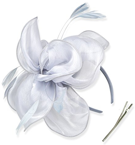 DRESHOW Damen Fascinators Hut Cocktail Party Tee Kopfbedeckung Blume Mesh Organza Bänder Federn auf Einem Stirnband