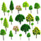 Modellbau Miniatur 55 Stück Modellbau Bäume Miniatur-Baum Modell Sandtisch 11 Stile 3-7 cm Modell Zug Bäume Kunststoff Modell Baum Modellbäume für DIY Landscape Sand Tisch