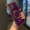 ZTOFERA Magnetic Case for Samsung Galaxy S23 Ultra 5G Compatible with MagSafe, Flexible Soft Silicone Protective Phone Case with Cute Heart Pattern Golden Rim Shockproof Cover, Dark Violet