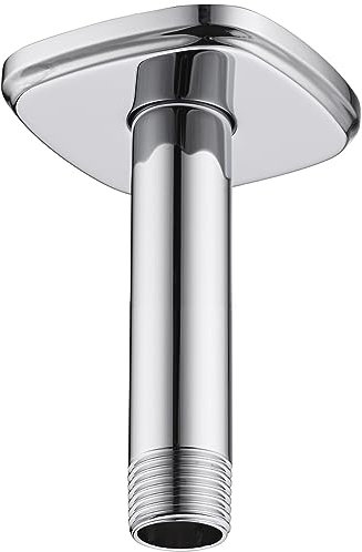 Duscharm mit Flansch, BSTIIU 4 Zoll Regenduschkopf Verlängerungsarm, gerade rund NPT 1/2 Zoll Duschrohrarm, Chrom