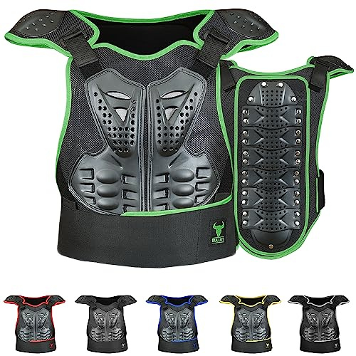 BULLDT Protektorenweste Damen & Herren für Motorrad Motocross ATV Skatebording Quad Scooter MTB Enduro Reiten Protektoren - Atmungaktiv Weste Verstellbar - Grün - 50