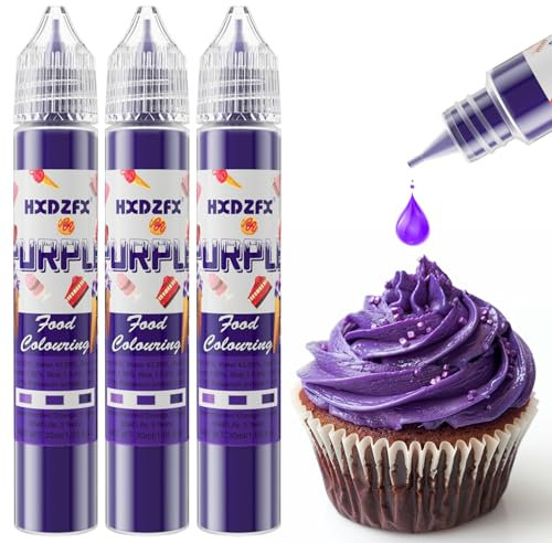 Black Food Colouring - 30ml×3 Bottles Concentrated Food Colouring Liquid for Baking, Cake Decorating, Candy, Macaron, Icing and Cooking (Purple, 3 Bottles x 30ml)