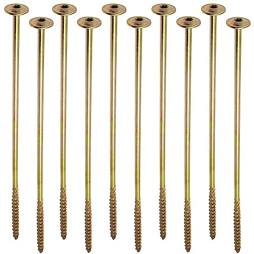 AERZETIX - C67515 - Lot de 10 Vis à bois Ø8x300mm à tête large bombée - à empreinte étoile Т40 - en acier zingué - menuiserie, contreplaqués, agglomérés, mélaminés