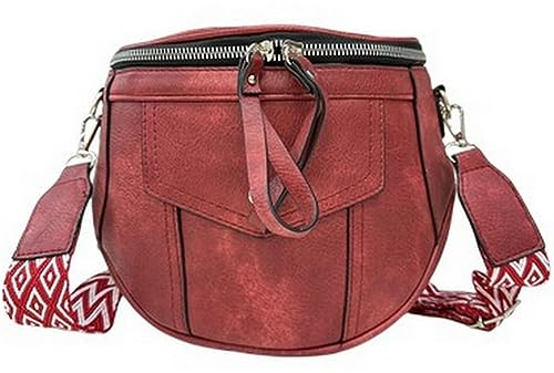 ayados Damen Crossbody Bag Bauchtasche kleine Handtasche Schultergurt Cross body bag Tasche Schultertasche Umhängetasche 76202 C (Bordo)