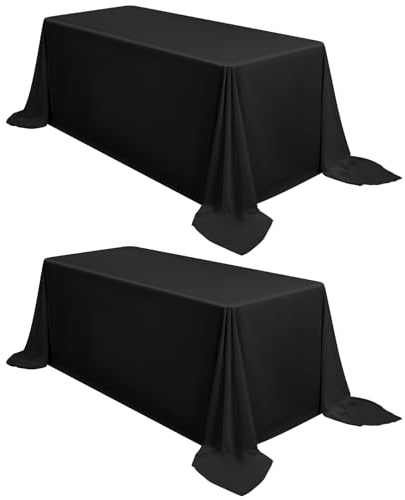 2 Stück Tischdecke Schwarze 229 x 335 cm, Rechteckige 8 FT Tischdecke, Flecken- und Knitterfreie Waschbare Tischdecke aus Polyestergewebe für Hochzeiten, Feiern, Veranstaltungen und Restaurants