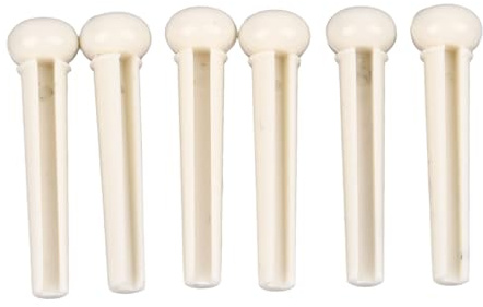 6 Stück Bone Bridge Pins Pegs, Langlebig und Stabil, Einfache Installation für die Meisten Gitarrenbrücken (Weiß)